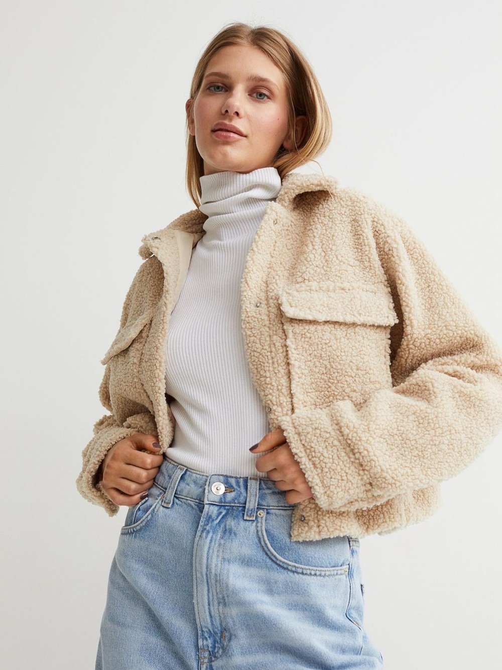 H&M Cropped Sherpa Jacket